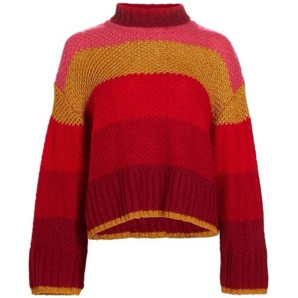 FARM Rio Sweaters - FARM Rio Shiny Stripes Knit Sweater